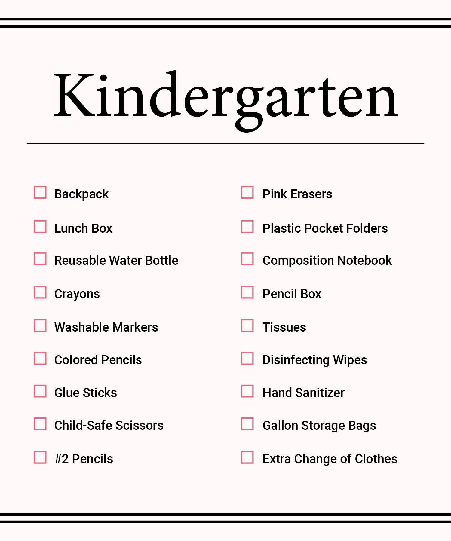 Back to School checklists