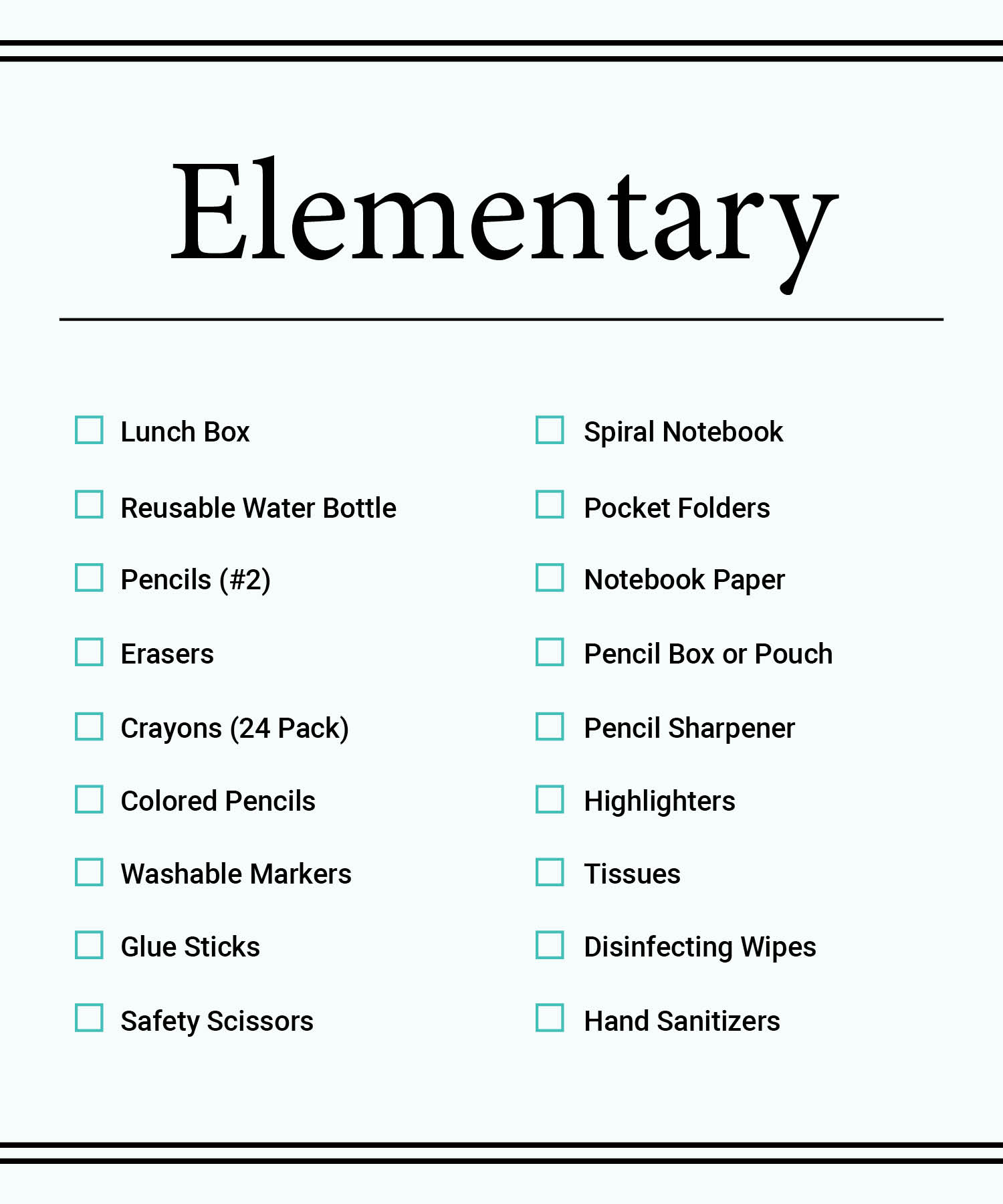 Back to School checklists2