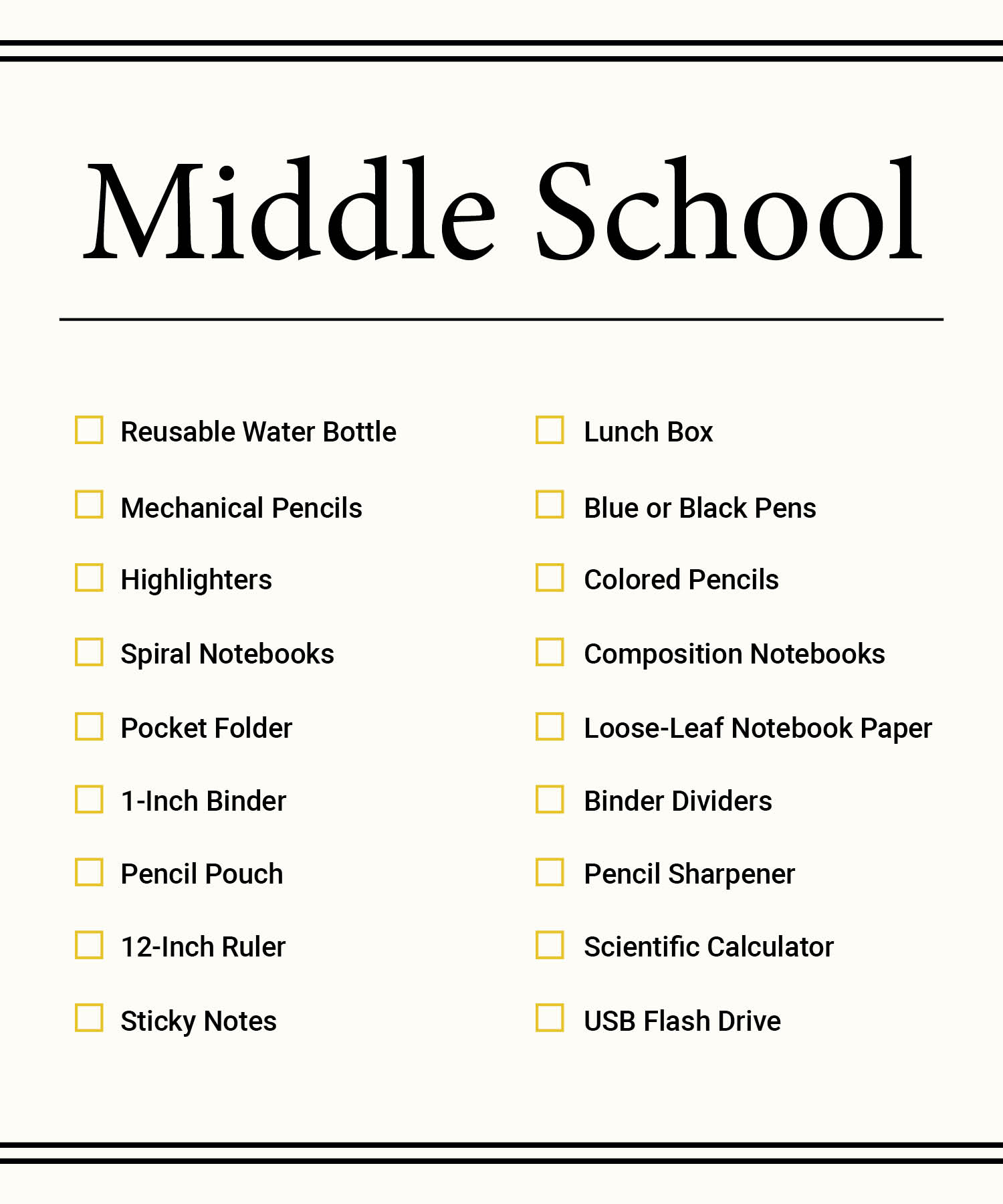Back to School checklists3