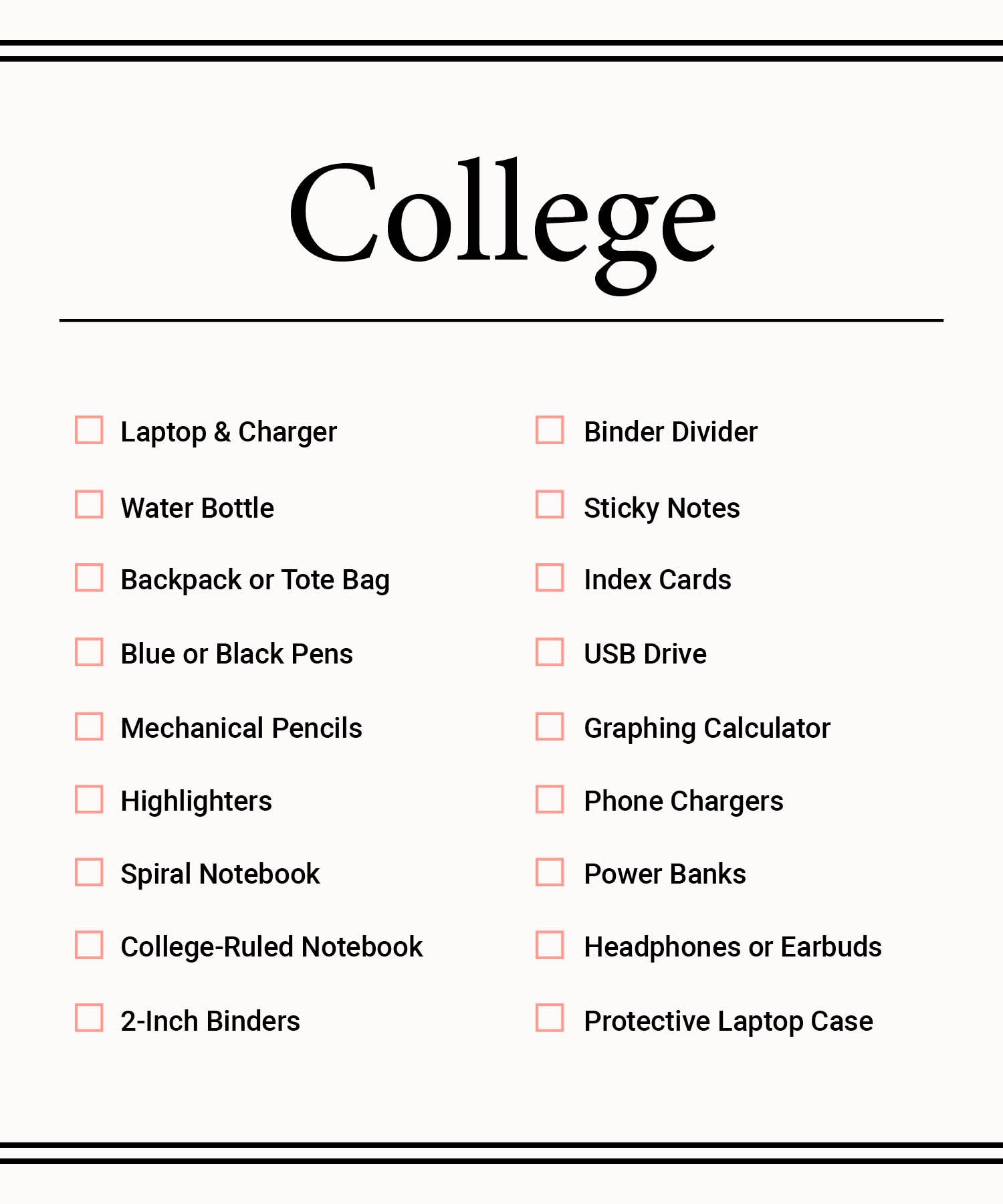 Back to School checklists5